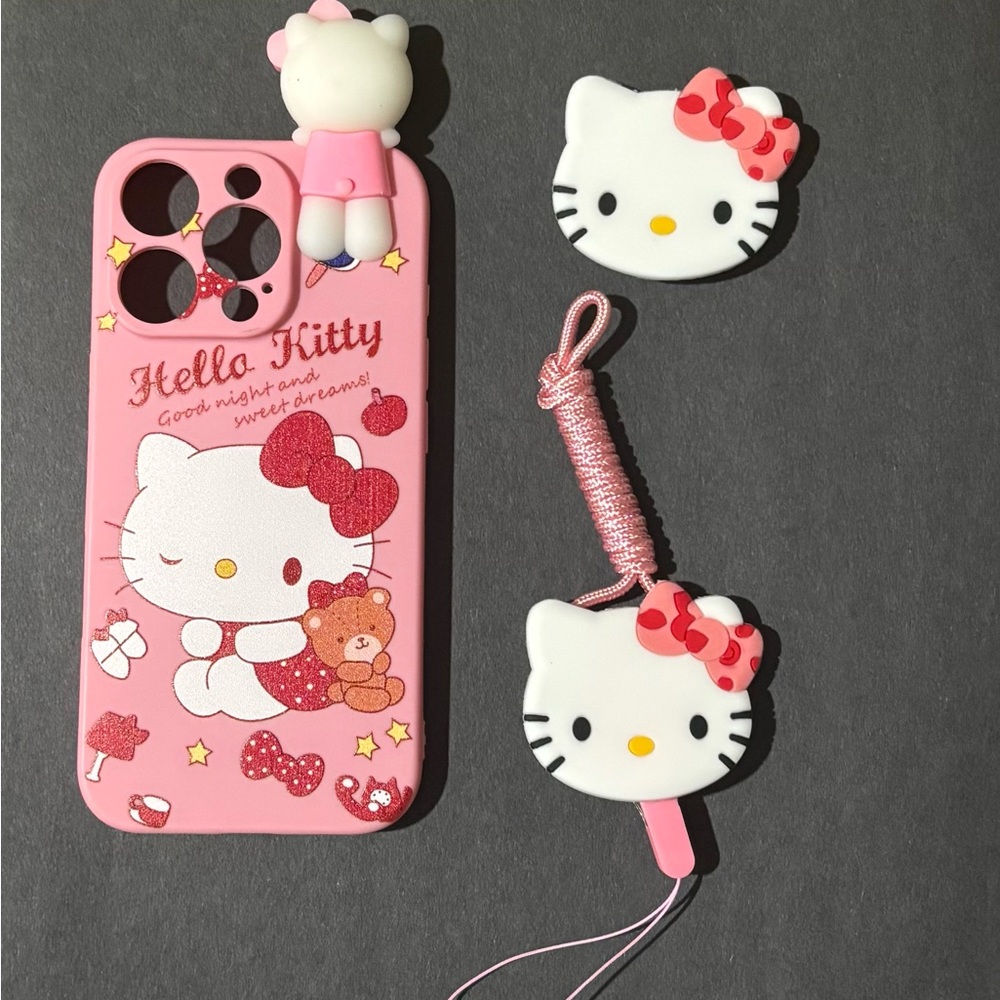 Hello Kitty Pink and Red Phone Case Set for iPhone 16 Pro